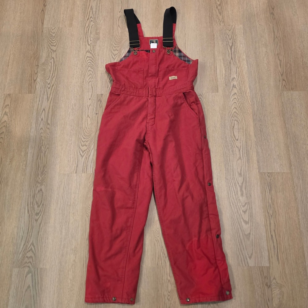 Berne Apparel Ladies Red Insulated Flannel Lined Work Overalls WB515CR Medium